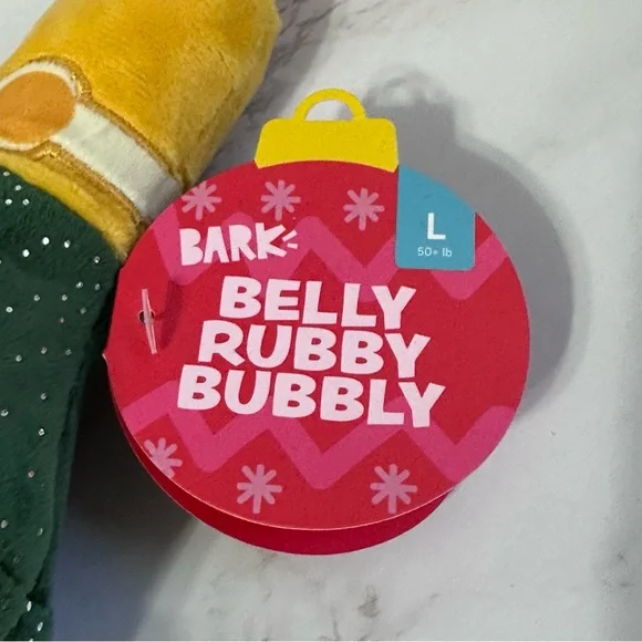 BARK Super Chewer Green Belly Rubby Bubbly Crinkle Squeaker Dog Toy - Picture 4 of 9